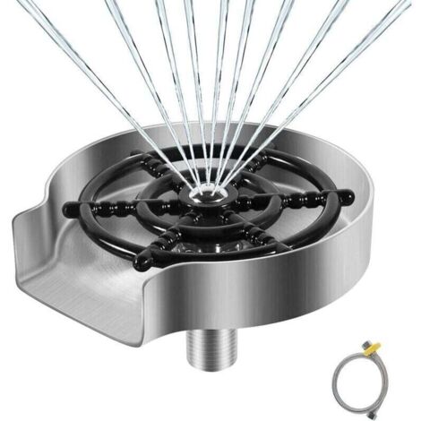 Rince Verre en Acier Inoxydable pour Évier de Cuisine - Rondelle en Métal, Nettoyeur Verre, Accessoires de Cuisine (Argent Mat)