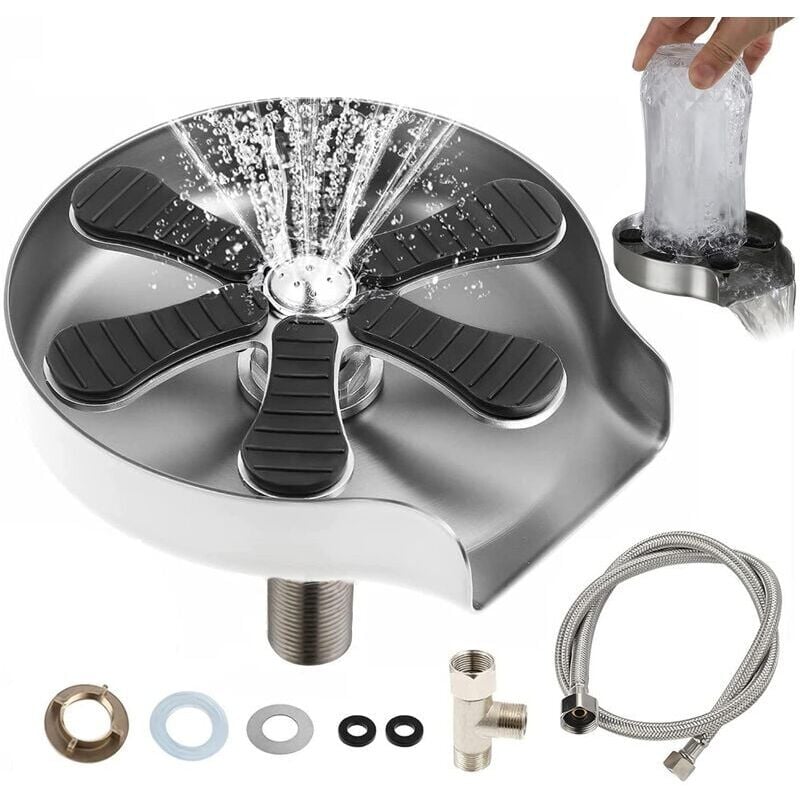 Rince Verre Evier en Acier Inoxydable Lave Verre Haute Pression Accessoires pour Evier de Cuisine Bar Restaurant Café