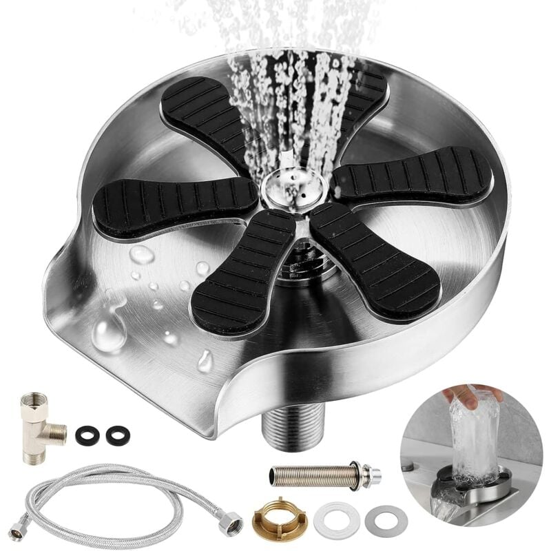 Kcvv - Rince Verre Evier en Acier Inoxydable Lave Verre Haute Pression Accessoires pour Evier de Cuisine Bar Restaurant Café