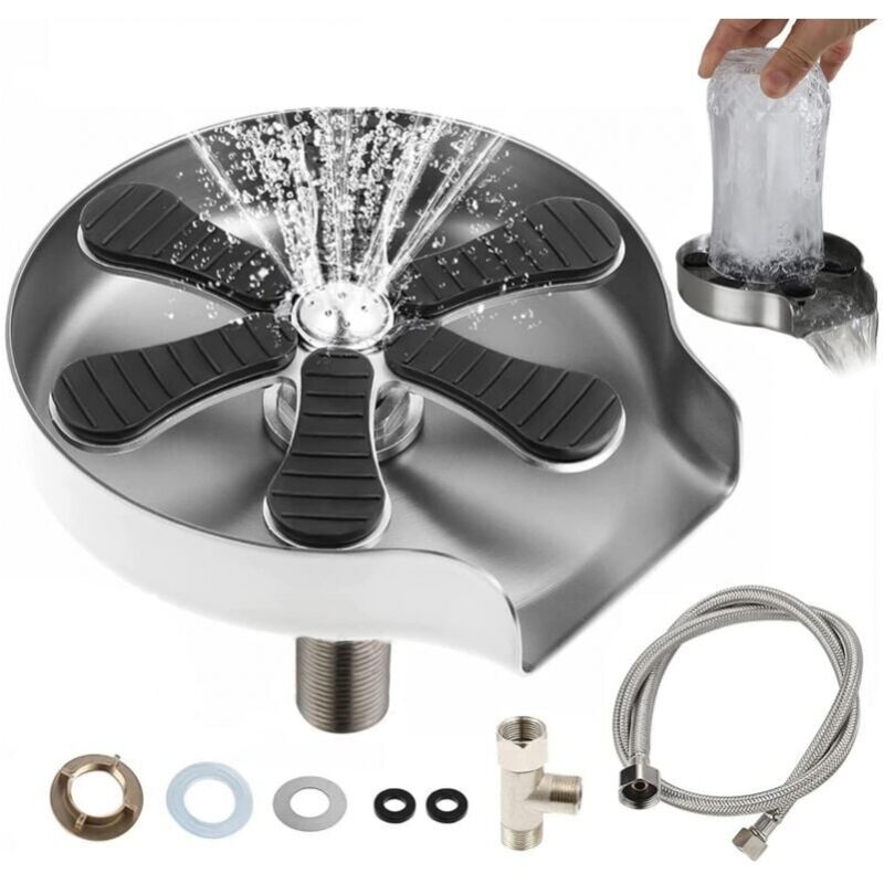 Rince Verre Evier en Acier Inoxydable Lave Verre Haute Pression Accessoires pour Evier de Cuisine Bar Restaurant Café