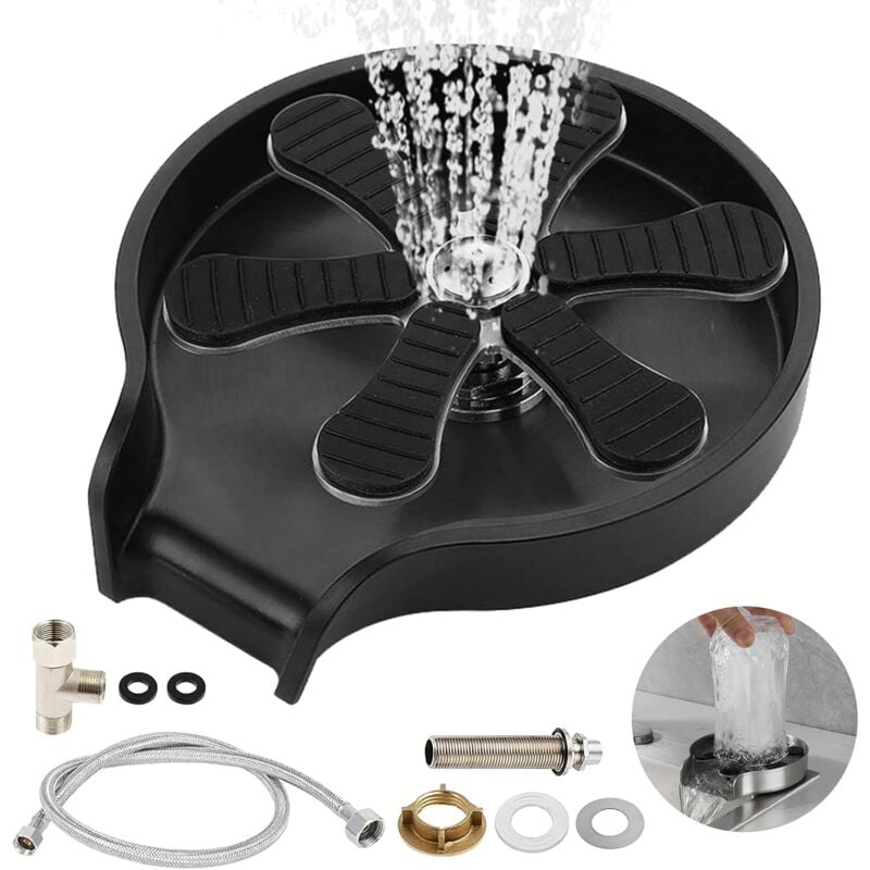 Kcvv - Rince Verre Evier, Laveuse Automatique Tasses 304 Rince Verre en Acier Inoxydable, Rince Verre pour Évier de Cuisine, Lave Verre Evier