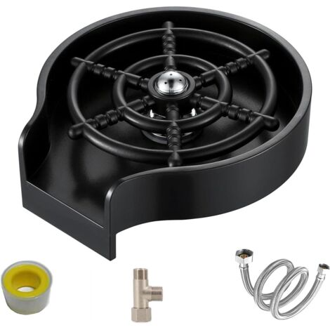 Rince-verres pour éviers de cuisine, noir mat, accessoires pour lave-verres, nettoyeur de bouteilles avec buse haute pression et buse rotative à 360°, appareil