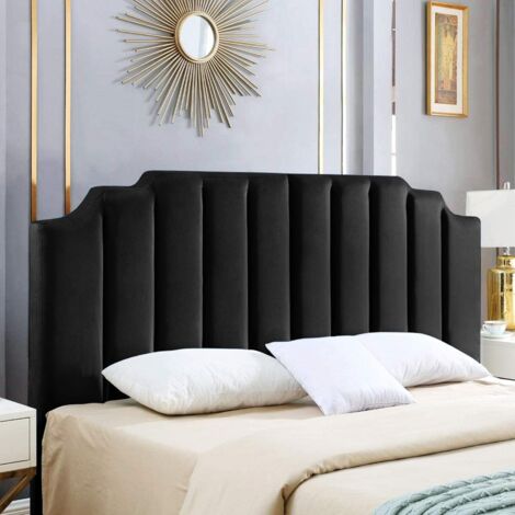 Rincon Black Plush Single 26 inch Strutted Headboard
