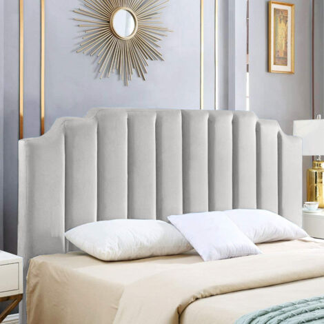 Rincon Silver Plush Small Single 26 inch Strutted Headboard