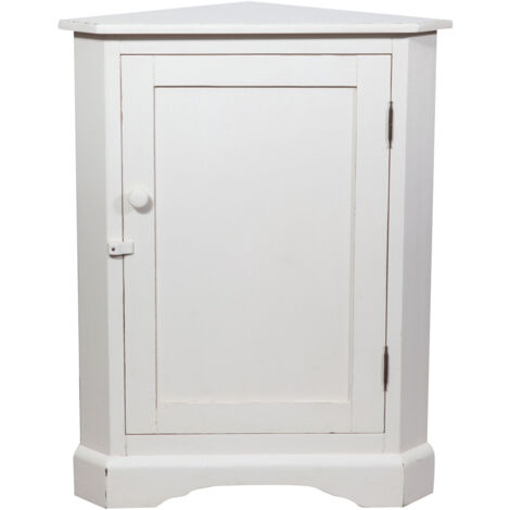 Rinconera de estilo Country de madera maciza de tilo acabado con efecto blanco envejecidol 50x50x92 cm