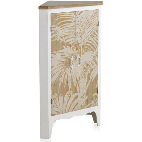 Rinconera De Madera Blanca 2 Puertas Y Tablero Natural