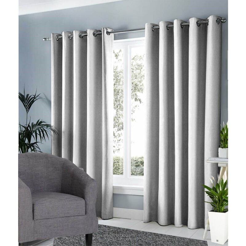 Ring Top Ready Made Blackout Curtains 46 x 54 inches - Silver