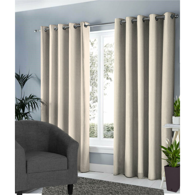 Ring Top Ready Made Blackout Curtains 66 x 72 inches - Beige