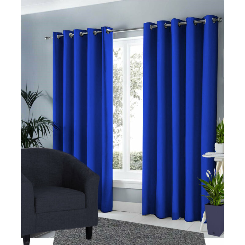 Ring Top Ready Made Blackout Curtains 90 x 90 inches - Royal Blue