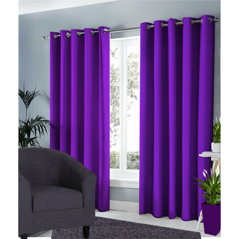 Ring Top Ready Made Blackout Curtains 90 x 90 inches - Purple