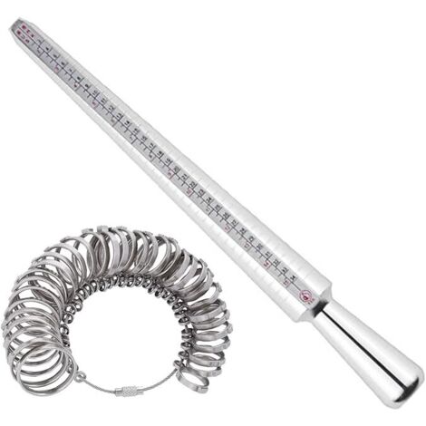 Ringgrößenmesser aus Metall – Schmuckmesswerkzeug-Set mit Ringgrößenlehre, Fingerlehre und Ringmessung