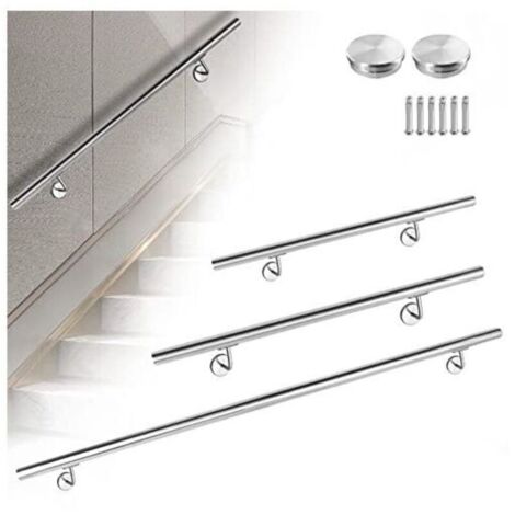 Ringhiera standard in acciaio inossidabile con tubo e barra in metallo da 100 cm per uso esterno e interno, ringhiera per scale con collegamento