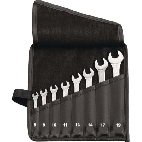 Ringmaulschlüsselsatz 12-tlg.SW 6-22mm Form A CV-Stahl in Rolltasche TECWERK