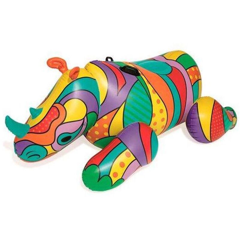 Bestway - Rinoceronte Hinchable Colores 201X102 Cm 41116 , Rinoceronta Hinchable Colores 201X102 Cm 41116. -Flotador Hinchable Con Forma De