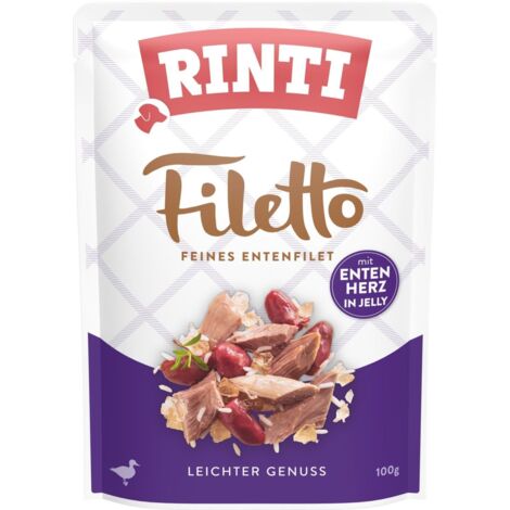Rinti  Filetto  Filetes de pollo en gelatina - Sobre de 100 g - Pato y corazones de pato 100 g
