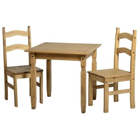 Rio Indoor Dining Set with 2 Chairs - Distressed Waxed Pine