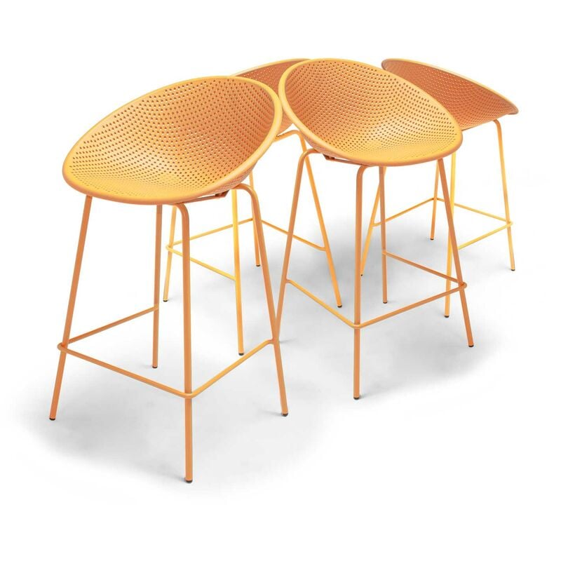 Frankystar - Rio - Lot de 4 tabourets de bar en pp style moderne pour intérieur design jaune