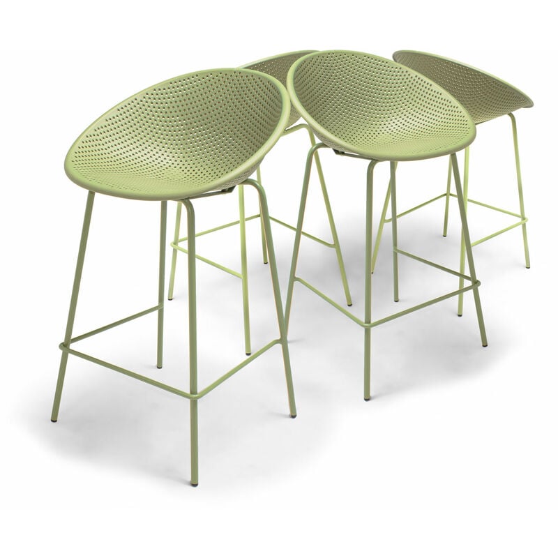 Frankystar - Rio - Lot de 4 tabourets de bar en pp style moderne pour intérieur design vert