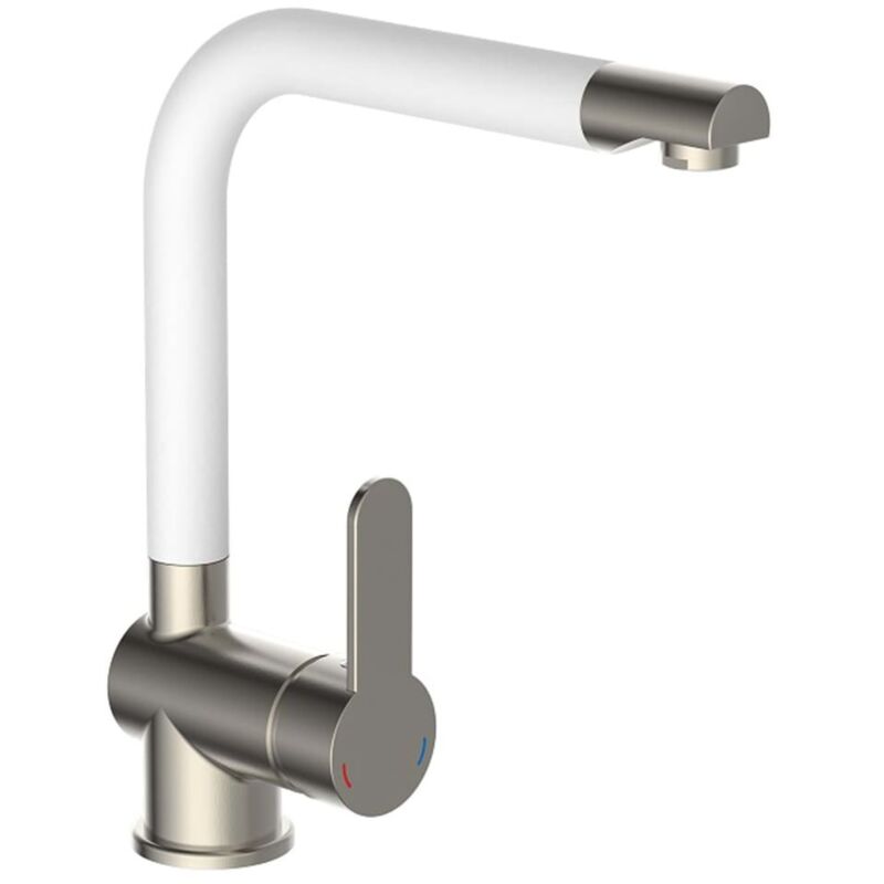 Schütte - Mitigeur d'évier avec bec verseur haut rio inox blanc mat