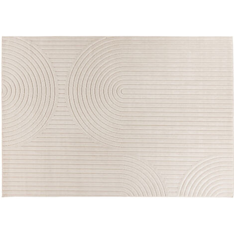 Rio - tapis rectangulaire motif abstrait - intérieur et extérieur - blanc