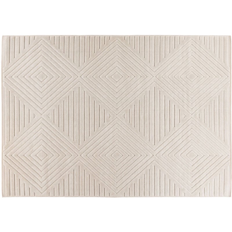 Rio - tapis rectangulaire motif géométrique - intérieur et extérieur - blanc