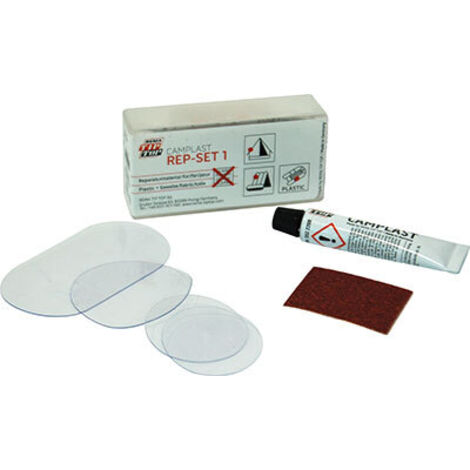 RIPARAZIONE TIPTOP KIT CAMPLAST REP-SET 1 REMA - PVC PU TESSUTI  PEZZE 3 + ACCESSORI- 2 pezzi