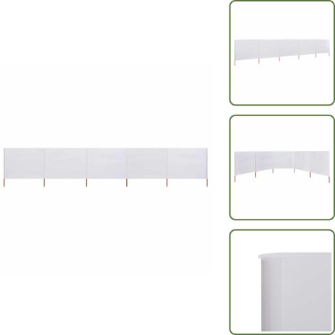 Riparo dal vento - vidaXL Paravento a 5 Pannelli in Tessuto 600x160 cm Bianco Sabbia - Paravento in legno