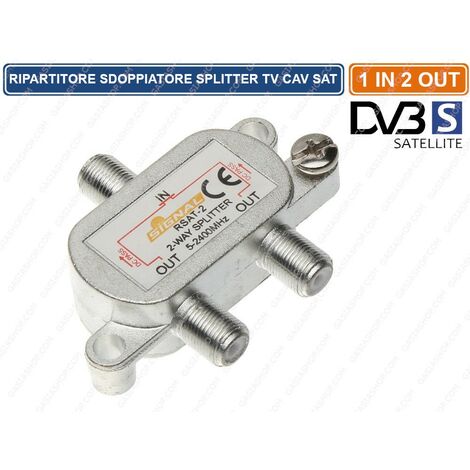 RIPARTITORE SDOPPIATORE SPLITTER SEGNALE TV SAT 6 db 1 INGRESSO 2 USCITE