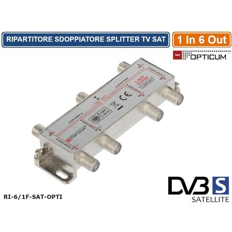 RIPARTITORE SPLITTER MOLTIPLICATORE SEGNALE TV SATELLITARE 15.9 db 1 IN 6 OUT