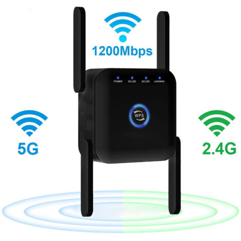 Ripetitore amplificatore di segnale WiFi dual band AC24 1200M Router ripetitore WiFi wireless passante da parete (nero)