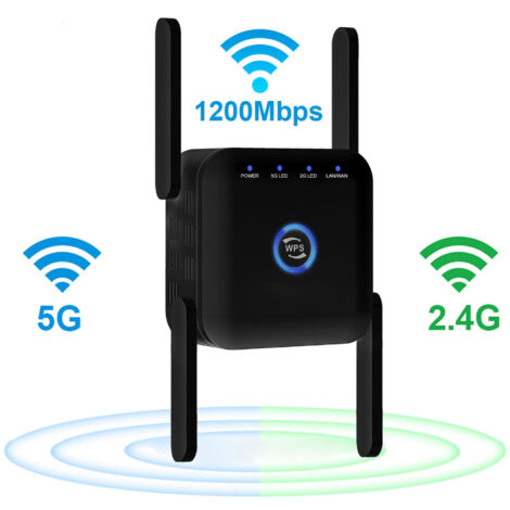 Ripetitore amplificatore di segnale WiFi dual band AC24 1200M Router ripetitore WiFi wireless passante da parete (nero)