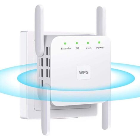 Ripetitore estensore WiFi per casa e esterni, super amplificatore 1200 Mbps (6000 piedi quadrati), segnale WiFi dual band WPS 2,4 e 5 GHz, forte penetrazione, copertura a 360°, supporta porta Ethernet