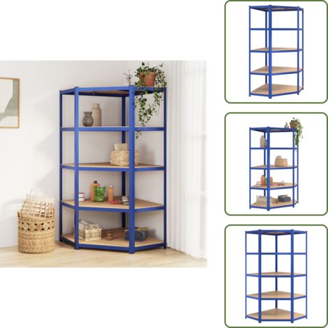 Ripiani regolabili - vidaXL Mensola Angolare 5 Strati Blu in Acciaio e Legno Multistrato - Scaffale residenziale