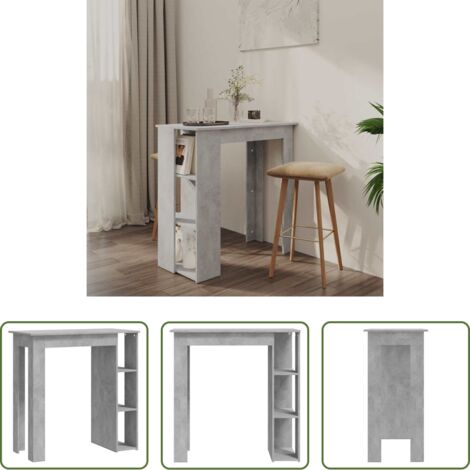 Ripiani -  Tavolino da Bar con Ripiani Grigio Cemento 102x50x103,5 cm