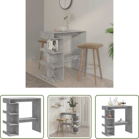 Ripiani -  Tavolo Bar con Ripiani Grigio Cemento 100x50x101,5cm Truciolato