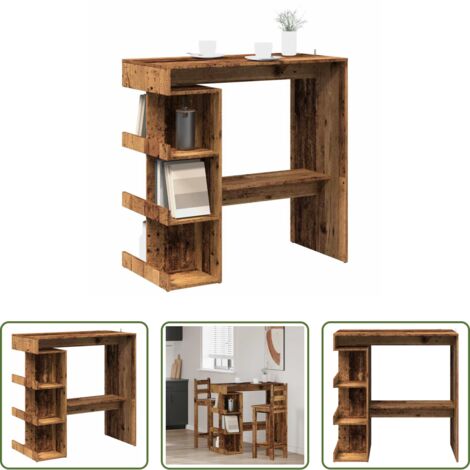 Ripiani -  Tavolo Bar con Ripiani Legno Antico 100x50x101,5 cm Truciolato