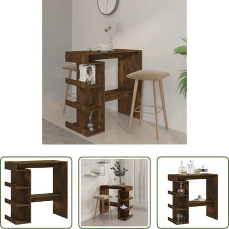 Ripiani -  Tavolo Bar con Ripiani Rovere Fumo 100x50x101,5cm in Truciolato