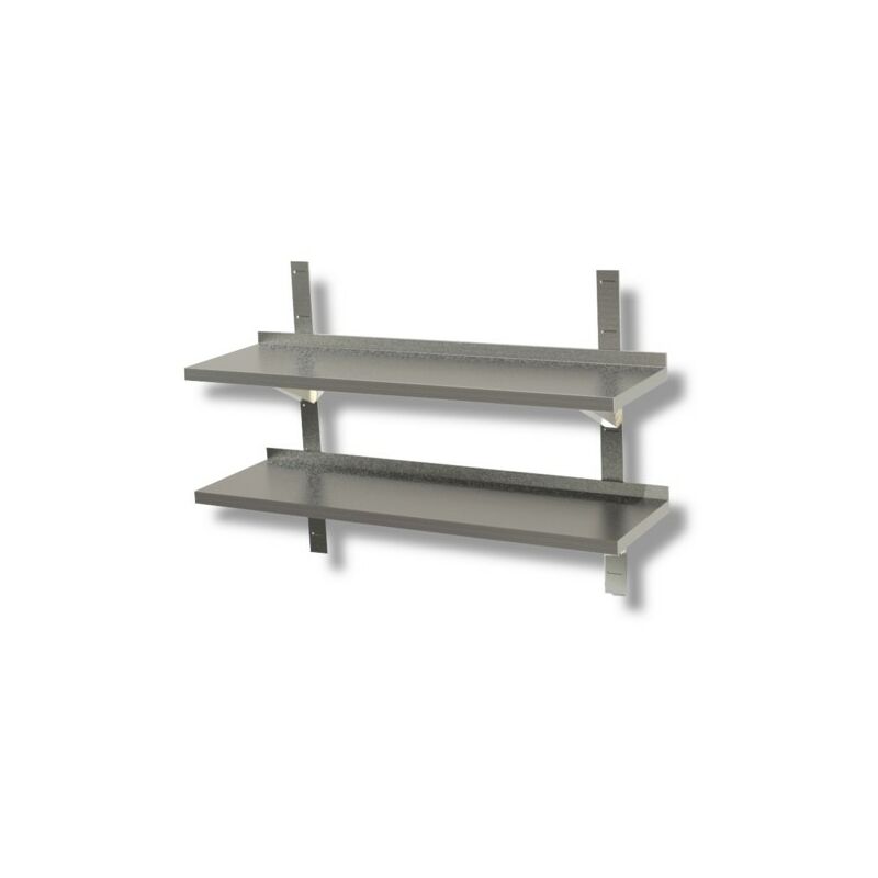 Ripiano 140x30x4 mensola doppia acciaio inox