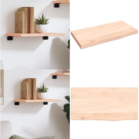 Ripiano a Parete 40x20x2 cm Legno Massello Rovere Non Trattato - Legno massello - Roveto