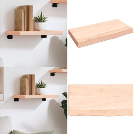 Ripiano a Parete 40x20x4 cm Legno Massello Rovere Non Trattato - Ripiano in legno - Rovere