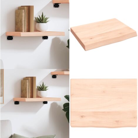 Ripiano a Parete 40x30x(2-4) cm Massello Rovere Non Trattato - Ripiano in rovere - Ripiano in legno massello