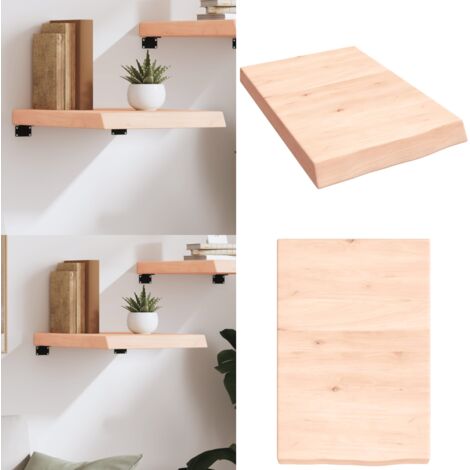 Ripiano a Parete 40x60x(2-6) cm Massello Rovere Non Trattato - Ripiano in rovere - Ripiano in legno