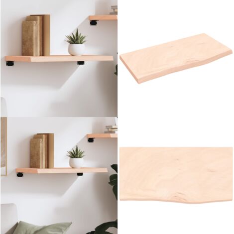 Ripiano a Parete 60x30x(2-4) cm Massello Rovere Non Trattato - Ripiano in rovere - Ripiano in legno