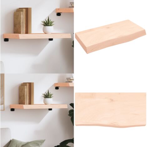 Ripiano a Parete 60x30x(2-6) cm Massello Rovere Non Trattato - Ripiano in rovere - Ripiano in legno