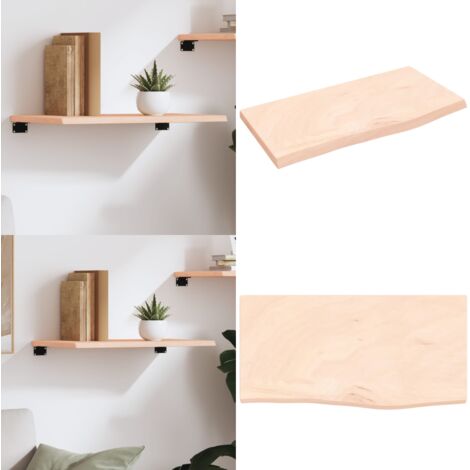 Ripiano a Parete 60x30x2 cm Legno Massello Rovere Non Trattato - Ripiano in legno - Rovere