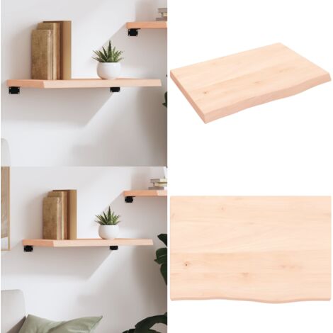 Ripiano a Parete 60x40x(2-4) cm Massello Rovere Non Trattato - Legno massello - Roveto