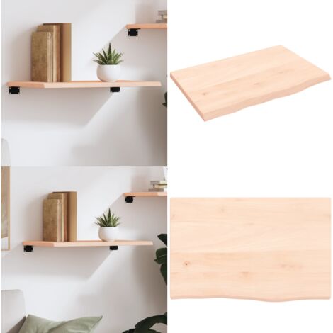Ripiano a Parete 60x40x2 cm Legno Massello Rovere Non Trattato - Legno massello - Roveto