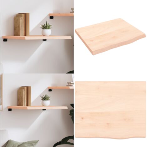 Ripiano a Parete 60x50x(2-4) cm Massello Rovere Non Trattato - Ripiano in rovere - Ripiano in legno massello