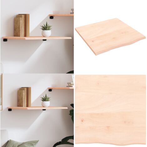 Ripiano a Parete 60x60x2 cm Legno Massello Rovere Non Trattato - Ripiano in legno - Rovere