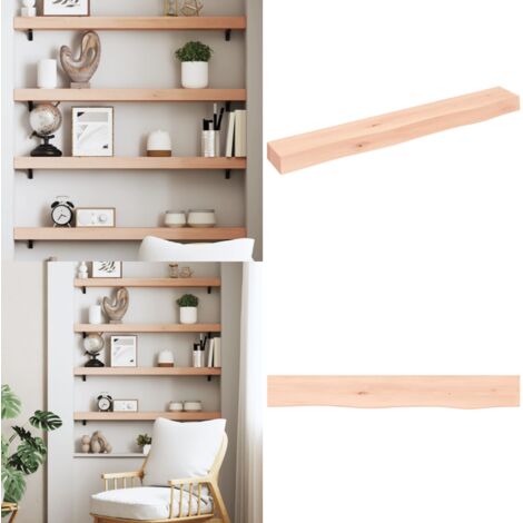 Ripiano a Parete 80x10x6 cm Legno Massello Rovere Non Trattato - Ripiano in legno - Rovere